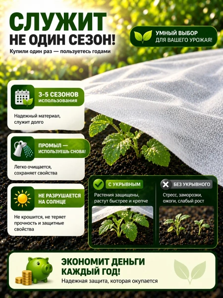 Укрывной материал Грядка в порядке с УФ стабилизатором белый 30 г/м2, 3,2 х 10 м Благодатное Земледелие